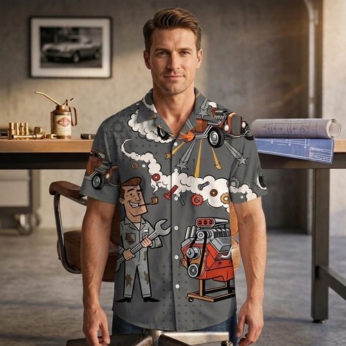 Camicia meccanico garage - garage, retro
